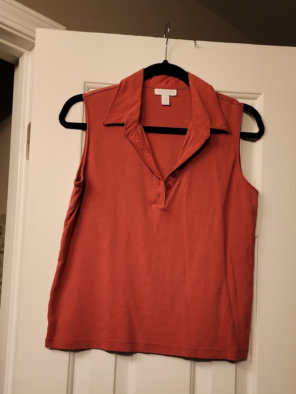 Charter Club Sleeveless Polo Tank in Rust